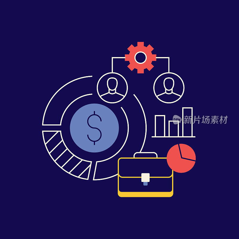 Shareholding Structure Related Design with Line Icons. Company, Business, Diagram, F?nance.